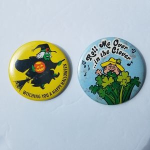 Vintage 1970's & 1983 Russ Berrie pins Witch